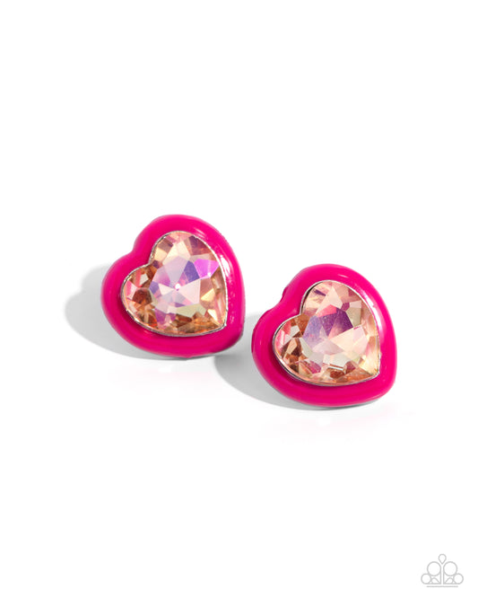 Heartfelt Haute - Pink Post Earring - Paparazzi - Dare2bdazzlin N Jewelry