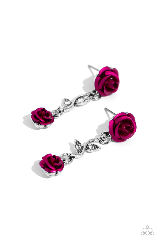 Led by the ROSE - Pink Post Earring - Paparazzi - Dare2bdazzlin N Jewelry