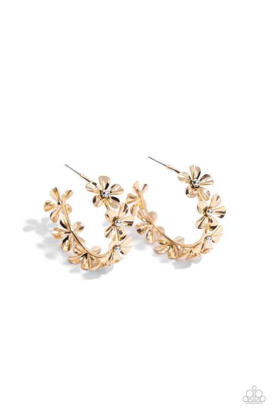 Floral Flamenco - Gold Hoop Earring - Paparazzi - Dare2bdazzlin N Jewelry