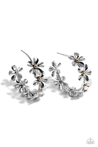 Floral Flamenco - Silver Hoop Earring - Paparazzi - Dare2bdazzlin N Jewelry