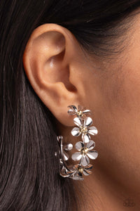 Floral Flamenco - Silver Hoop Earring - Paparazzi - Dare2bdazzlin N Jewelry