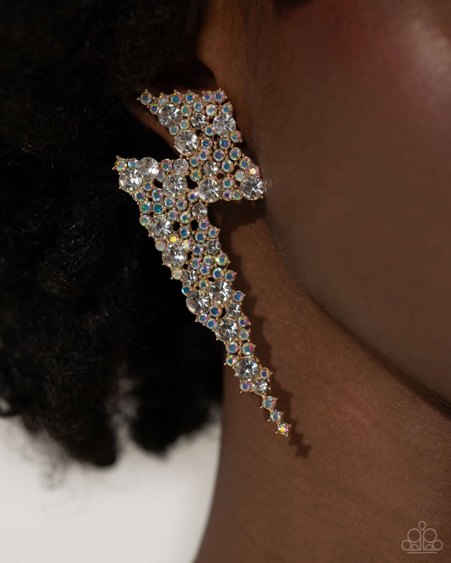 Electric Effulgence - Gold Post Earring - Paparazzi - Dare2bdazzlin N Jewelry