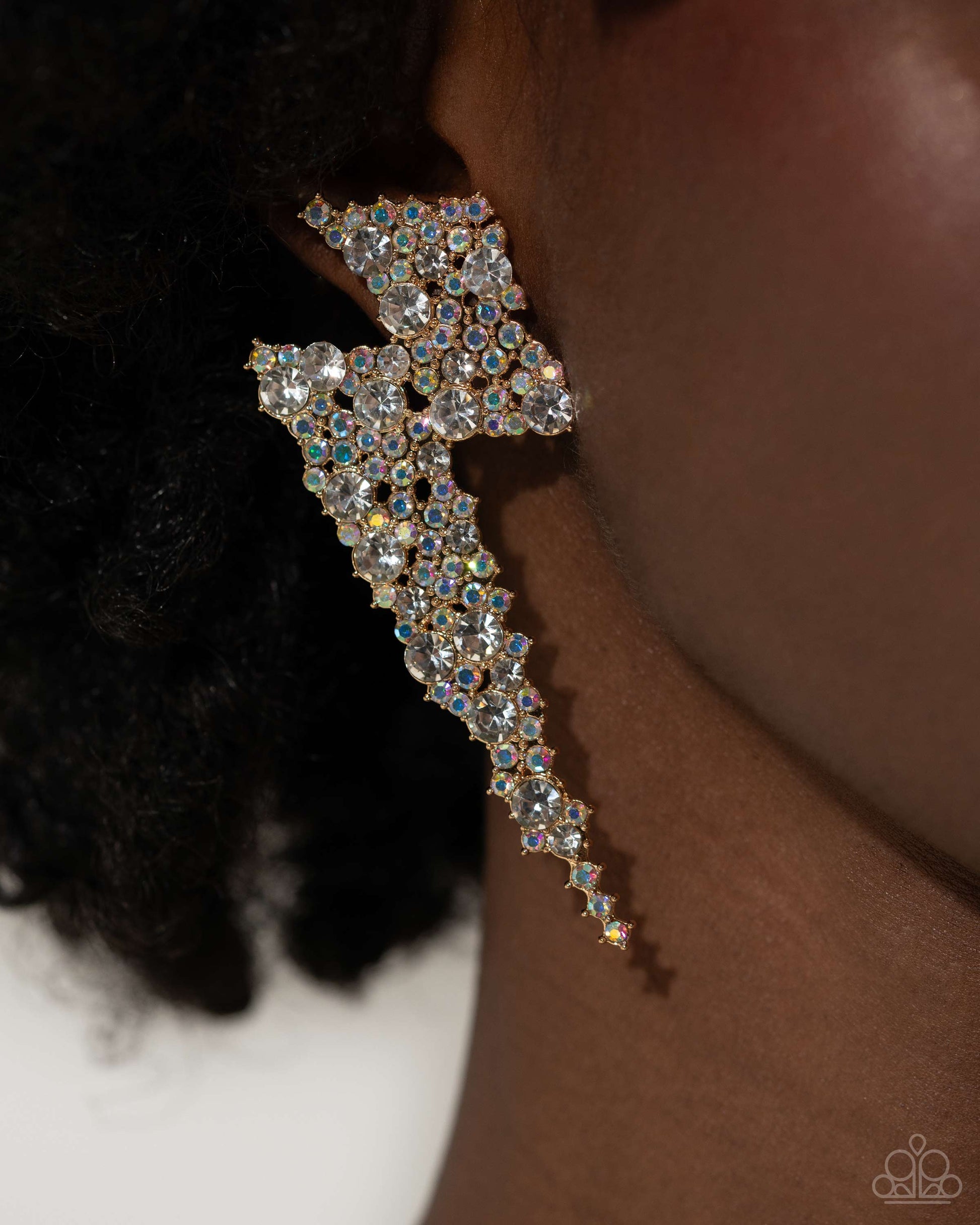 Electric Effulgence - Gold Post Earring - Paparazzi - Dare2bdazzlin N Jewelry
