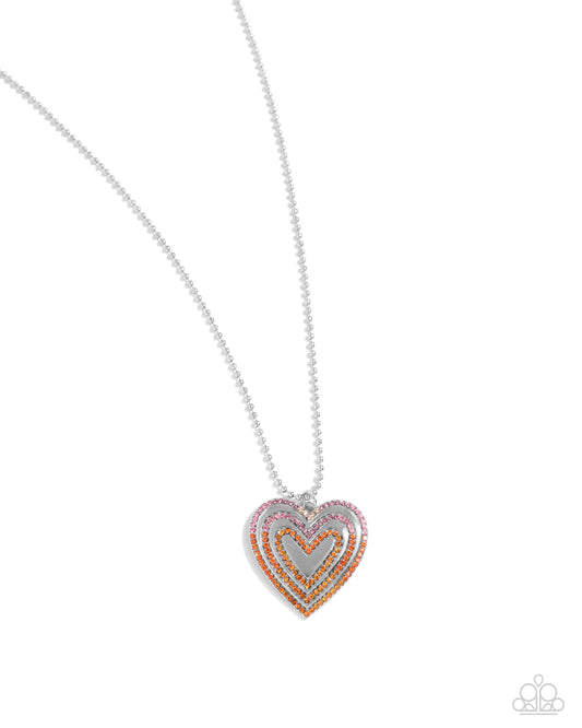Hallucinatory Hearts - Orange Necklace - Paparazzi - Dare2bdazzlin N Jewelry