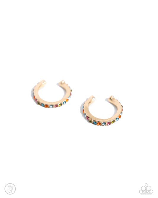 Beginning Bling - Gold Earring Cuff - Paparazzi - Dare2bdazzlin N Jewelry