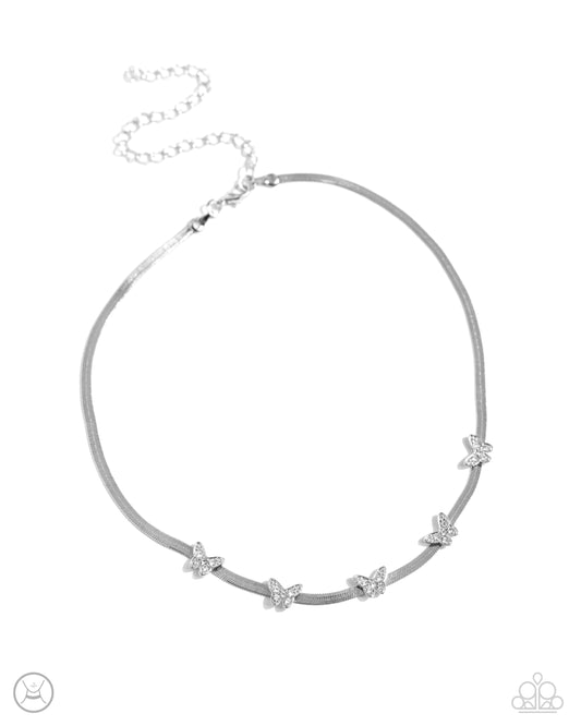 Fluttering Fame - White Choker - Paparazzi - Dare2bdazzlin N Jewelry