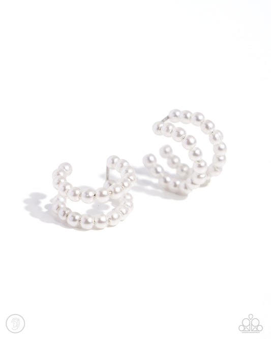 PEARLS Just Want to Have Fun - White Earring Cuff - Paparazzi - Dare2bdazzlin N Jewelry