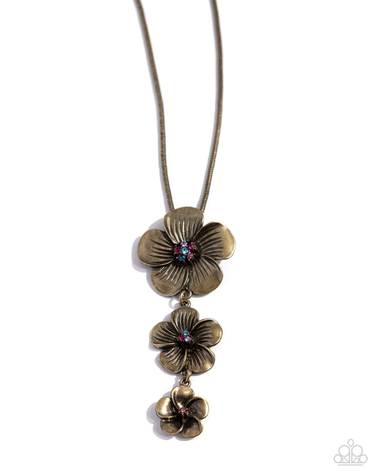 Wallflower Whimsy - Brass Necklace - Paparazzi - Dare2bdazzlin N Jewelry