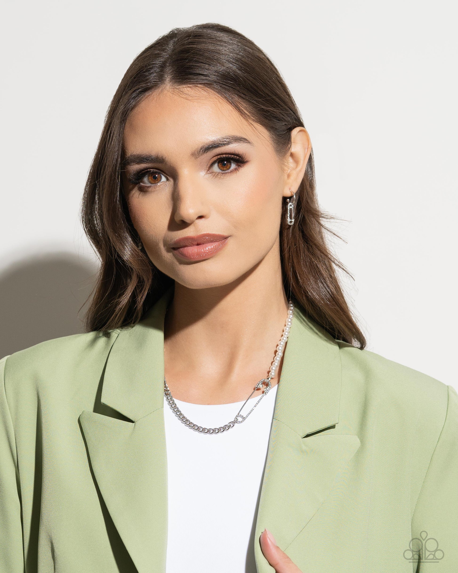 Safety Pin Sentiment - White Earring - Paparazzi - Dare2bdazzlin N Jewelry