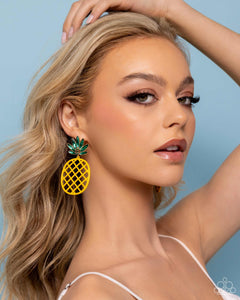 Pineapple Passion - Yellow Post Earring - Paparazzi - Dare2bdazzlin N Jewelry