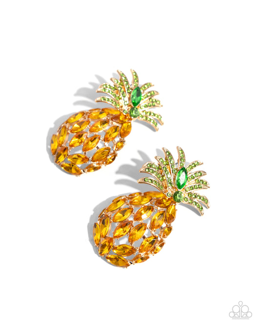 Pineapple Pizzazz - Yellow Earring - Paparazzi - Dare2bdazzlin N Jewelry