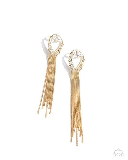Elongated Effervescence - Gold Post Earring - Paparazzi - Dare2bdazzlin N Jewelry