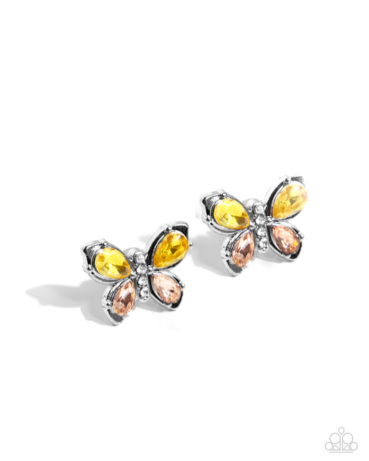 Live to FLIGHT Another Day - Yellow Earring - Paparazzi - Dare2bdazzlin N Jewelry
