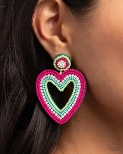Headfirst Heart - Green Earring - Paparazzi - Dare2bdazzlin N Jewelry