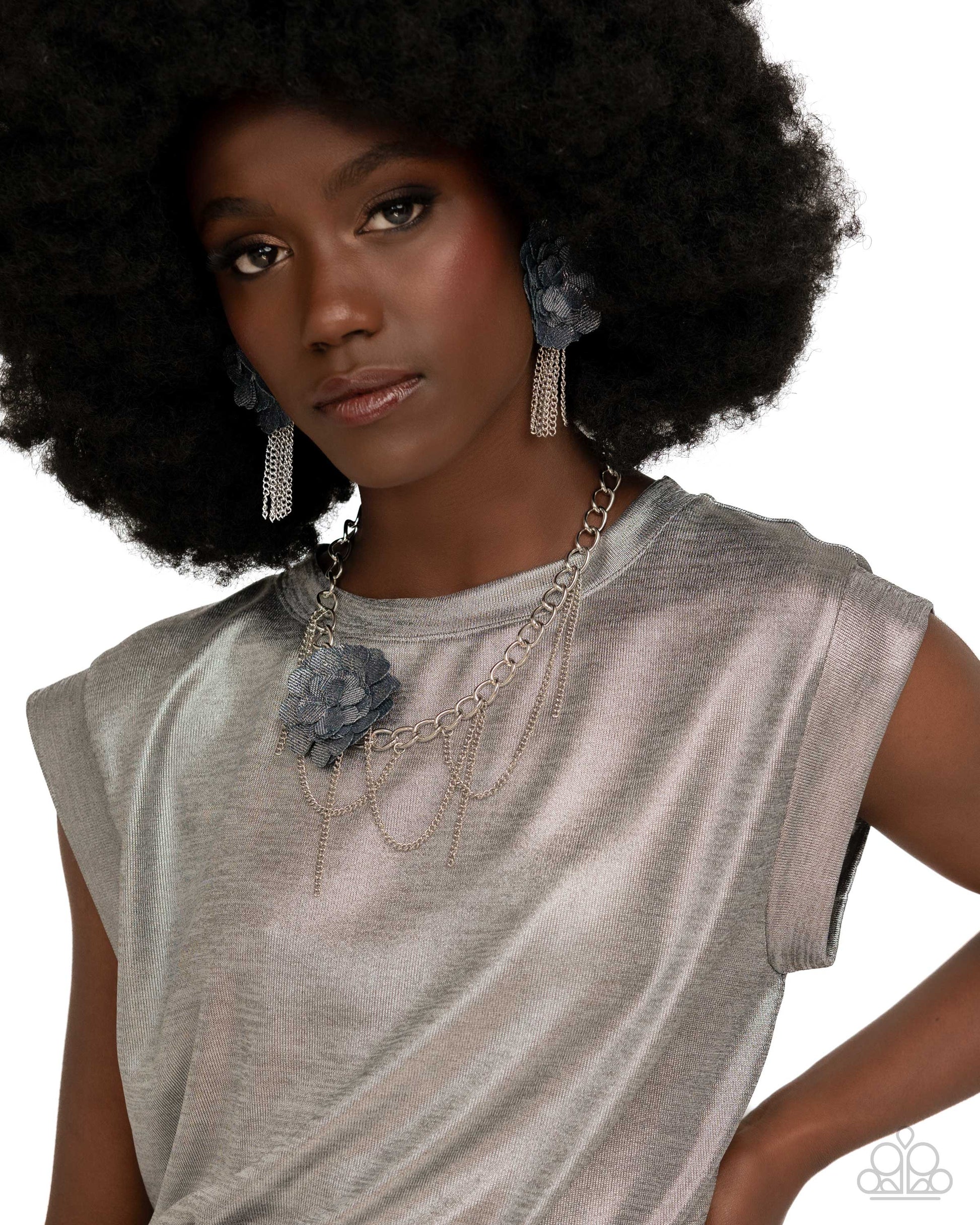Deconstructed Denim - Blue Necklace - Paparazzi - Dare2bdazzlin N Jewelry