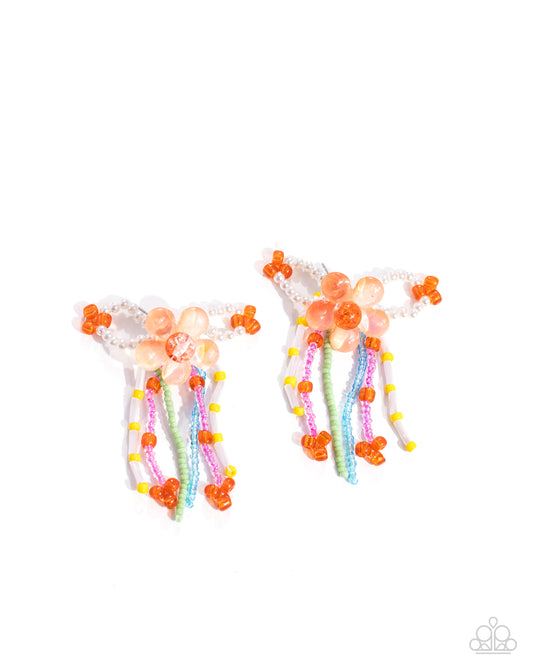 Japanese Blossoms - Orange Post Earring - Paparazzi - Dare2bdazzlin N Jewelry