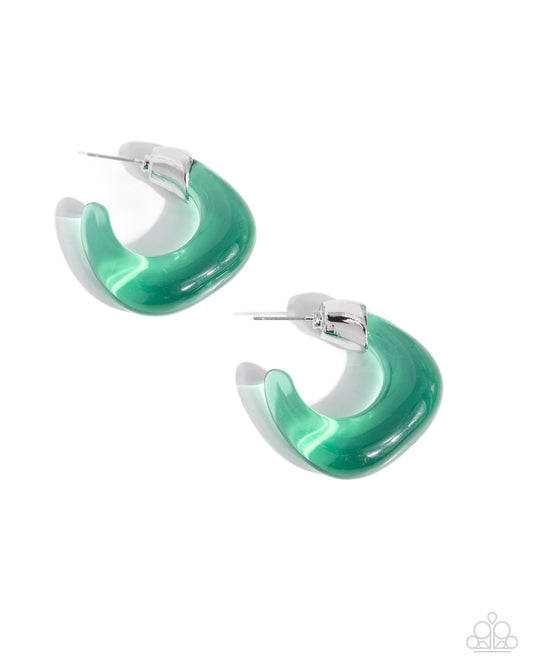 Clear Charm - Green Hoop Earring - Paparazzi - Dare2bdazzlin N Jewelry