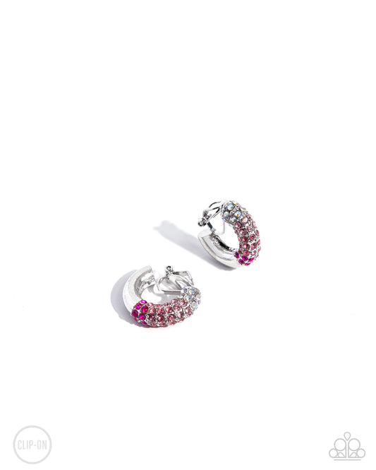 Ombré Observer - Pink Clip-On Earring - Paparazzi - Dare2bdazzlin N Jewelry
