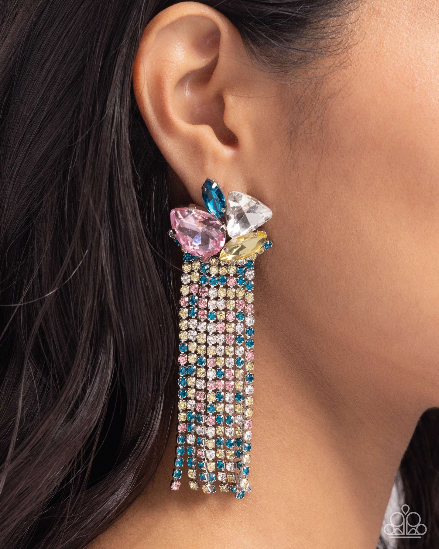 Blinding Blend - Multi Post Earring - Paparazzi - Dare2bdazzlin N Jewelry