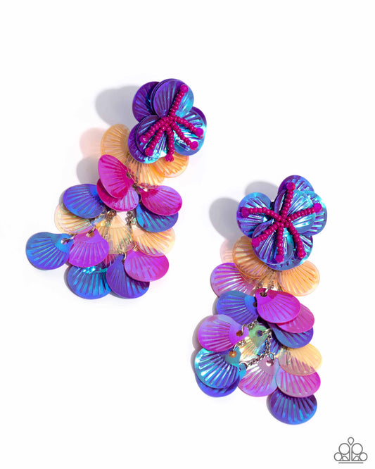 Under the Waves - Purple Post Earring - Paparazzi - Dare2bdazzlin N Jewelry