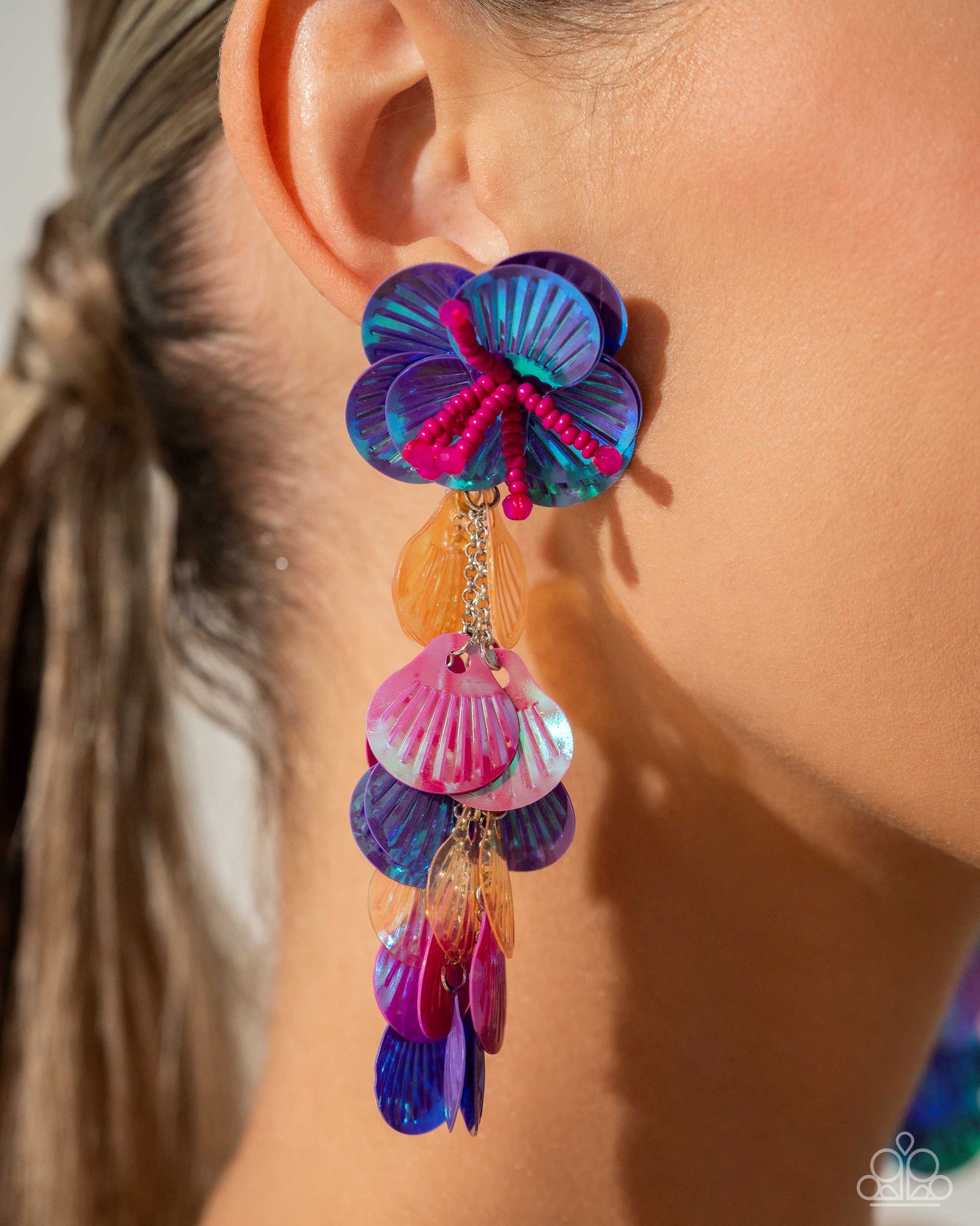 Under the Waves - Purple Post Earring - Paparazzi - Dare2bdazzlin N Jewelry