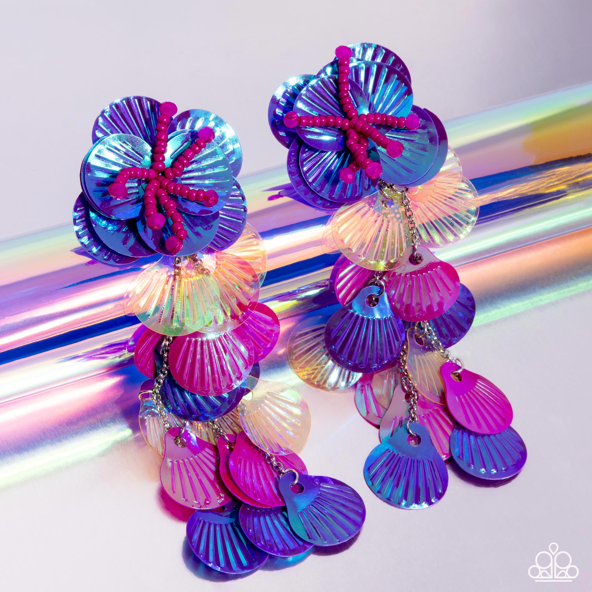 Under the Waves - Purple Post Earring - Paparazzi - Dare2bdazzlin N Jewelry