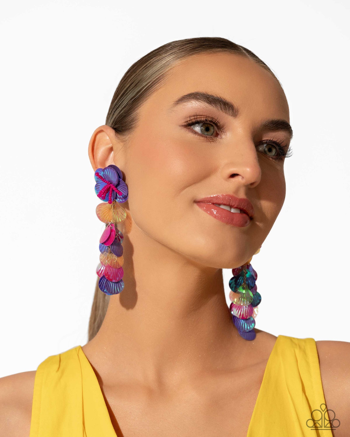 Under the Waves - Purple Post Earring - Paparazzi - Dare2bdazzlin N Jewelry