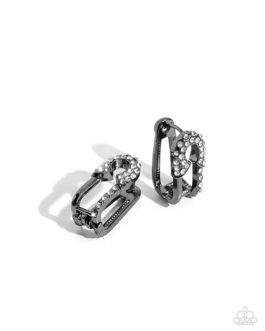 Safety Pin Secret - Black Earring - Paparazzi - Dare2bdazzlin N Jewelry