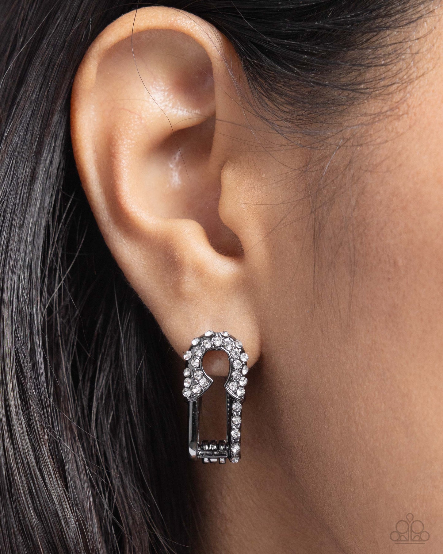 Safety Pin Secret - Black Earring - Paparazzi - Dare2bdazzlin N Jewelry