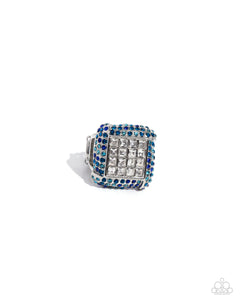 Medium SQUARE - Blue Ring - Paparazzi - Dare2bdazzlin N Jewelry