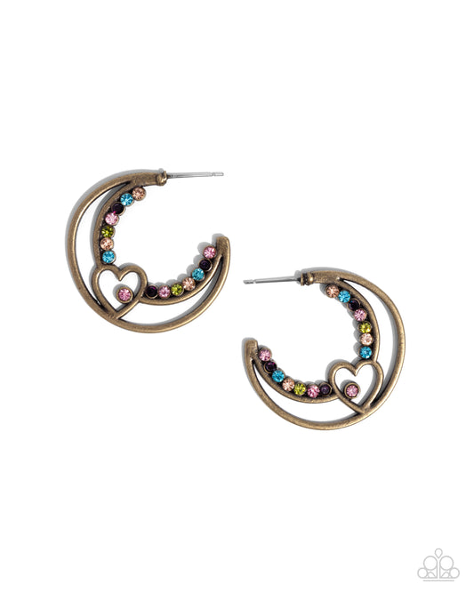 Sympathetic Sweetheart - Brass Earring - Paparazzi - Dare2bdazzlin N Jewelry