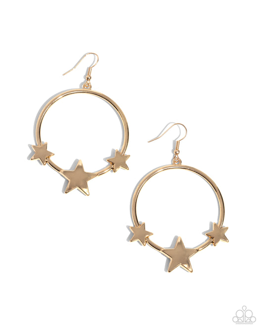 Let SPARKLE Ring! - Gold Earring - Paparazzi - Dare2bdazzlin N Jewelry