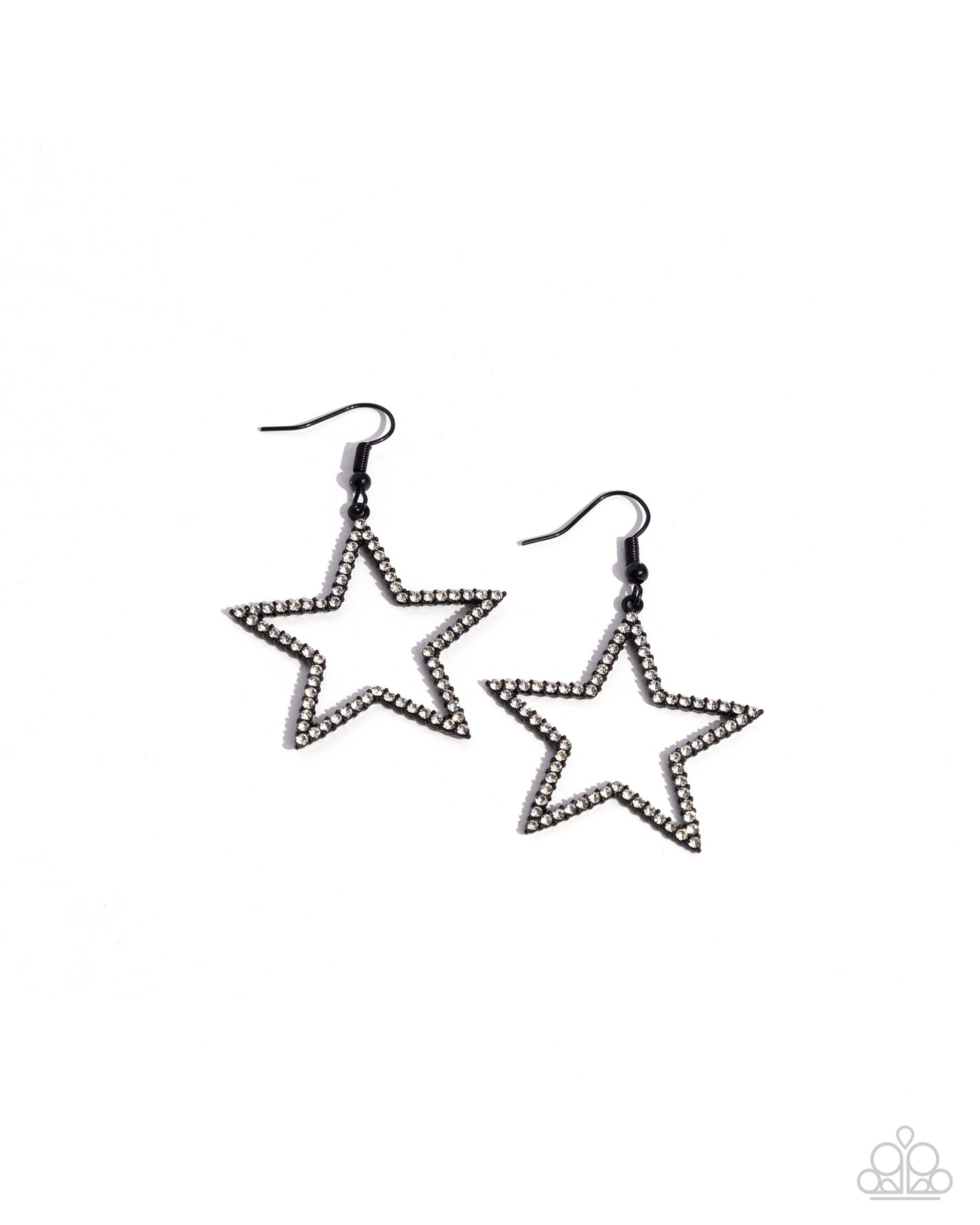 Streamlined Stars - Black Earring  - Paparazzi - Dare2bdazzlin N Jewelry