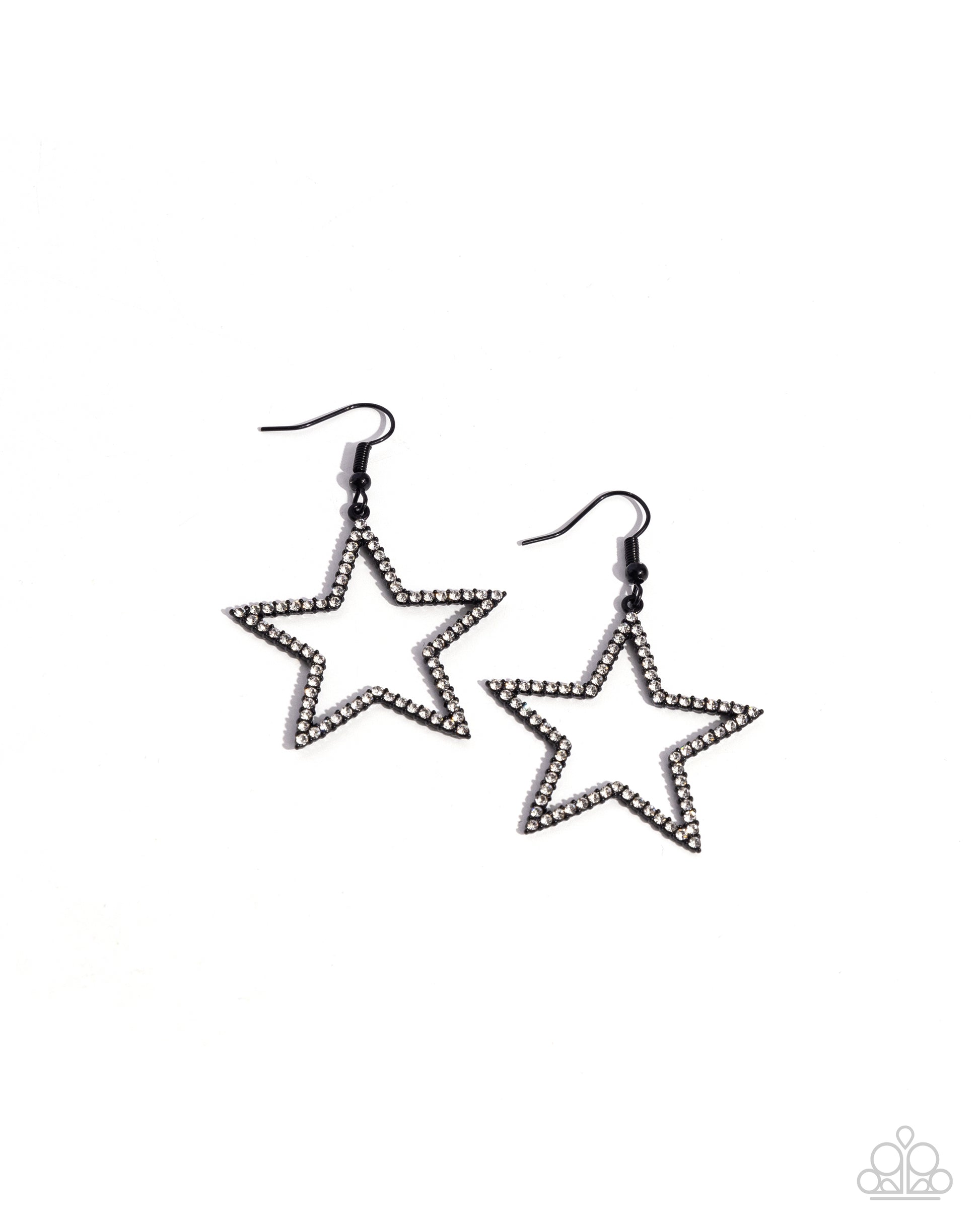 Streamlined Stars - Black Earring  - Paparazzi - Dare2bdazzlin N Jewelry