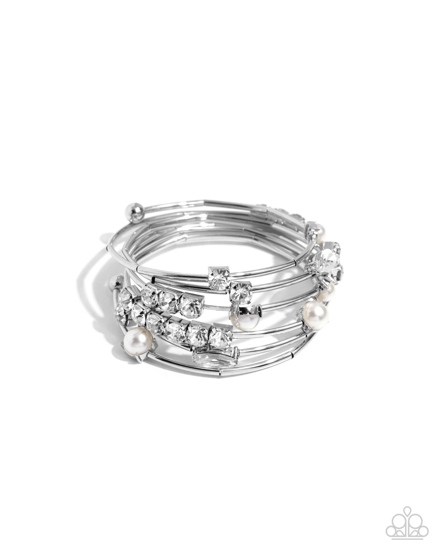 Showtime Sparkle - White Bracelet - Paparazzi - Dare2bdazzlin N Jewelry