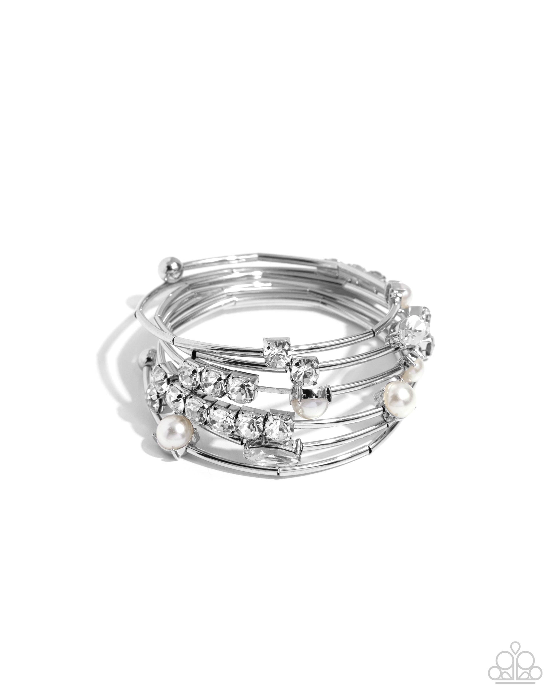 Showtime Sparkle - White Bracelet - Paparazzi - Dare2bdazzlin N Jewelry