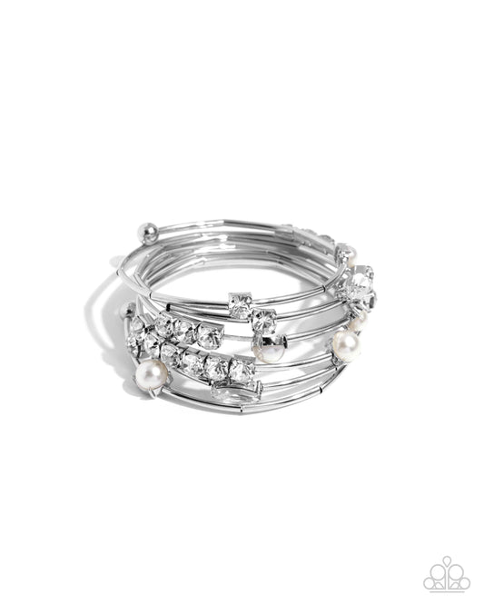 Showtime Sparkle - White Bracelet - Paparazzi - Dare2bdazzlin N Jewelry