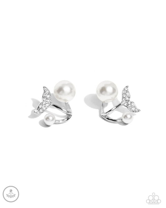 Modular Mermaid - White Post Earring - Paparazzi - Dare2bdazzlin N Jewelry