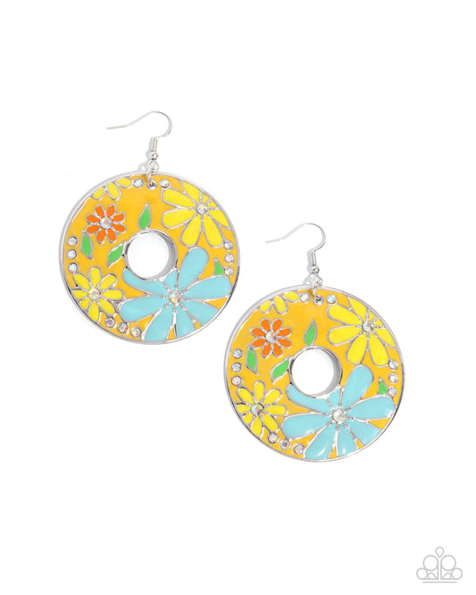 Embroidered Elegance - Yellow Earring - Paparazzi - Dare2bdazzlin N Jewelry