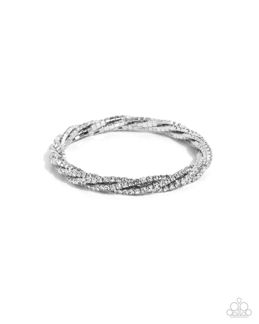 Twisted Triumph - White Bracelet - Paparazzi - Dare2bdazzlin N Jewelry