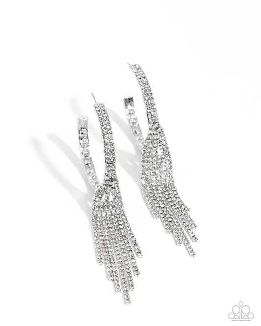 Jaw-Dropping Jubilee - White Hoop Earring - Paparazzi - Dare2bdazzlin N Jewelry