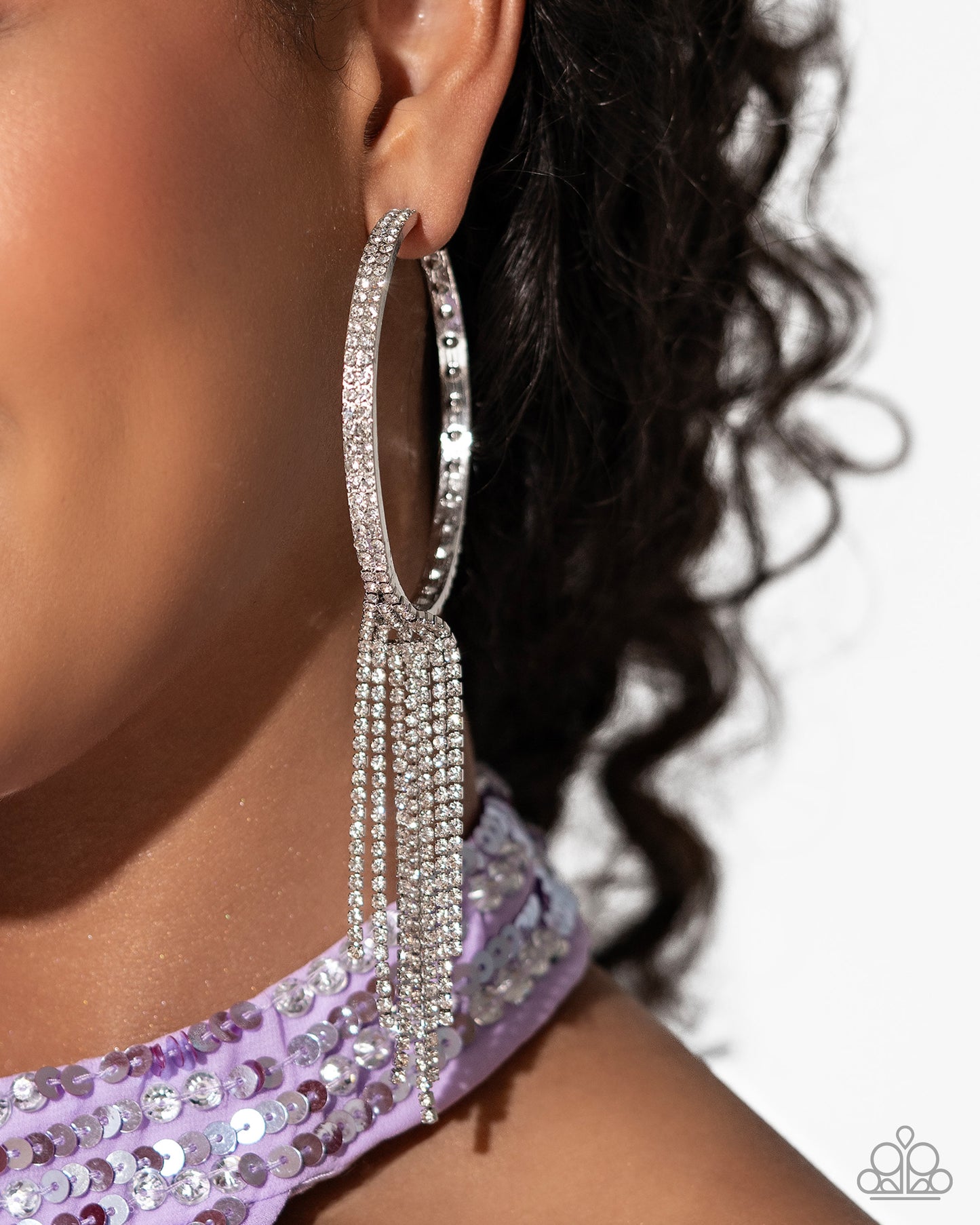 Jaw-Dropping Jubilee - White Hoop Earring - Paparazzi - Dare2bdazzlin N Jewelry