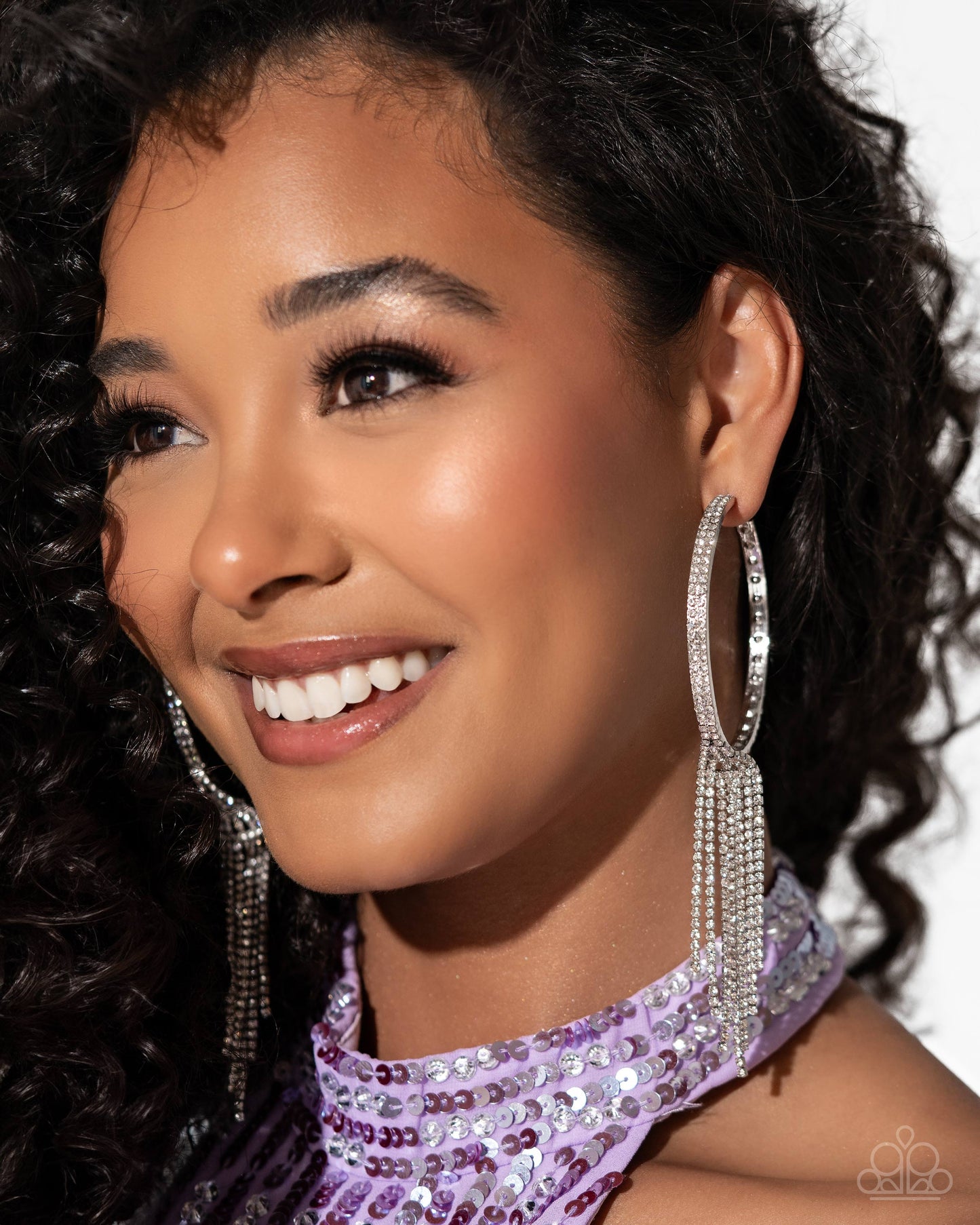 Jaw-Dropping Jubilee - White Hoop Earring - Paparazzi - Dare2bdazzlin N Jewelry