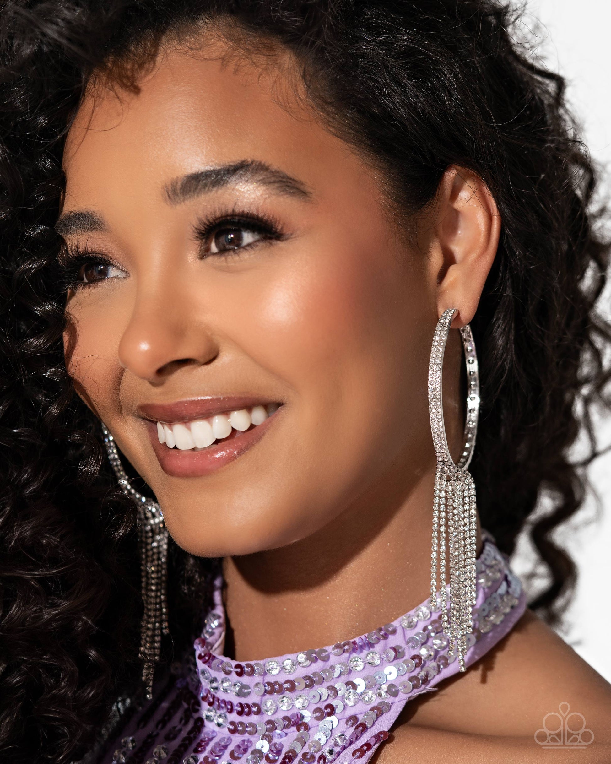 Jaw-Dropping Jubilee - White Hoop Earring - Paparazzi - Dare2bdazzlin N Jewelry
