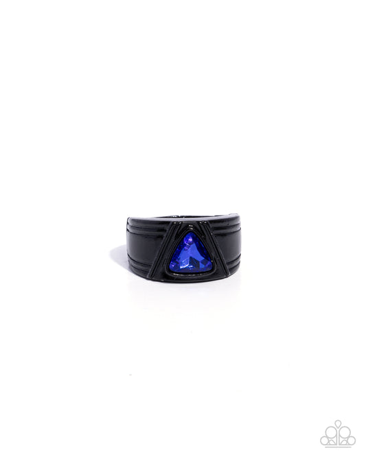 Trenchant Triangle - Blue Ring - Paparazzi - Dare2bdazzlin N Jewelry