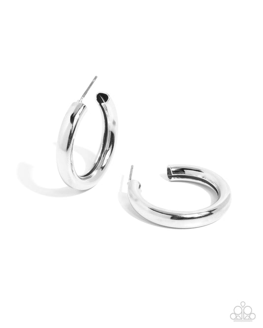 Second Sight - Silver Hoop Earring - Paparazzi - Dare2bdazzlin N Jewelry