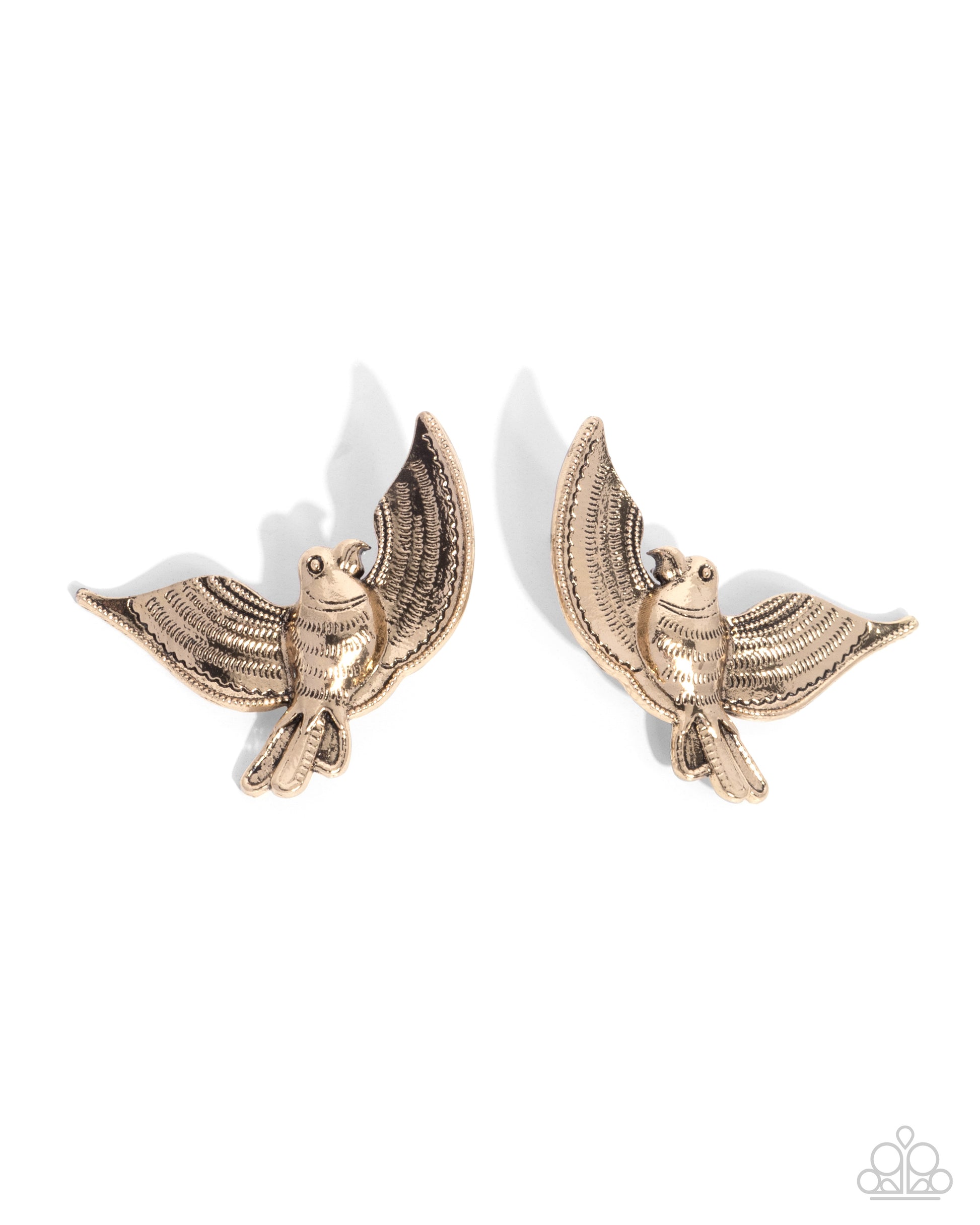 Bird of PLAY - Gold Post Earring - Paparazzi - Dare2bdazzlin N Jewelry