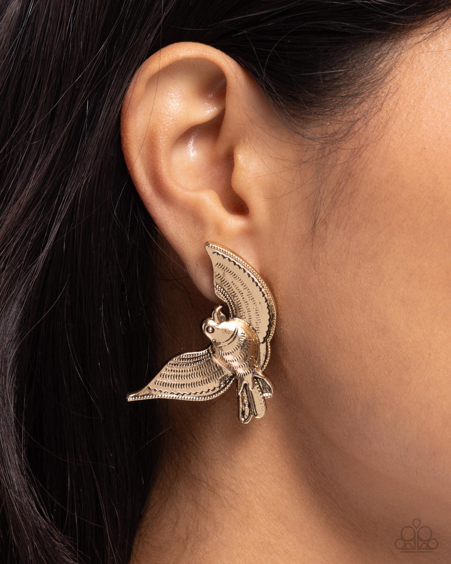 Bird of PLAY - Gold Post Earring - Paparazzi - Dare2bdazzlin N Jewelry