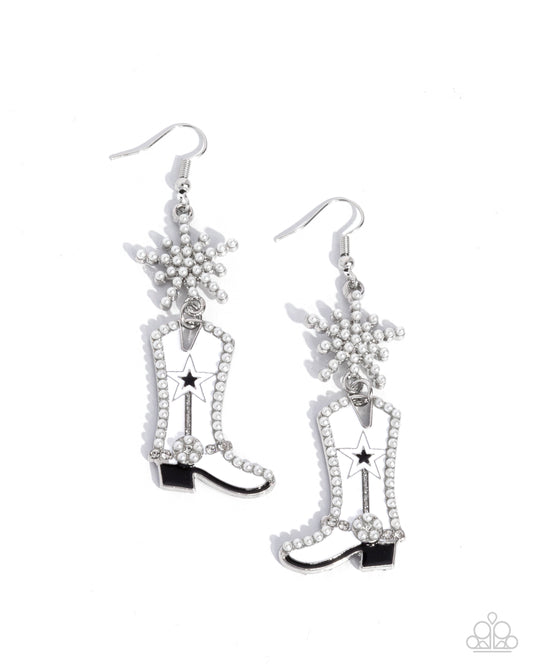 Compelling Cowboy - White Earring - Paparazzi - Dare2bdazzlin N Jewelry