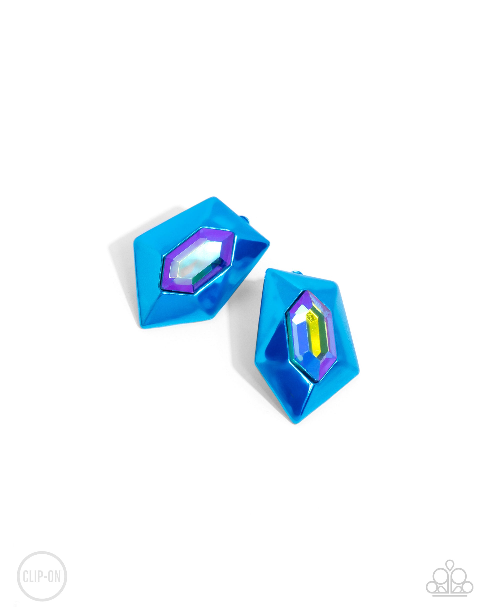 Dauntless Detail - Blue Clip-On Earring - Paparazzi - Dare2bdazzlin N Jewelry